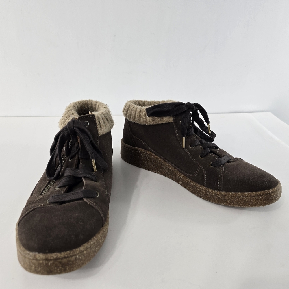 Aetrex Bonnie Arch Support Suede Ankle Sneaker Lace Up Boot Booties Size 8.5 - Picture 3 of 13